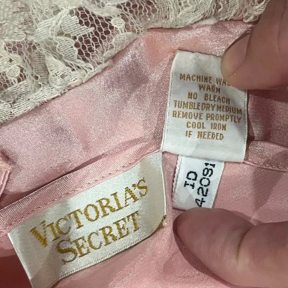 Vintage Victoria's Secret Gold Label Teddy Size P Pink Polyester Lace Lingerie